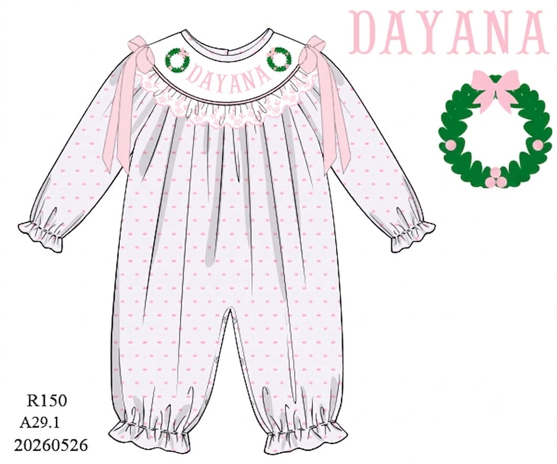 CUSTOM NAME WREATH ROMPER (ETA: OCTOBER TO LYS)