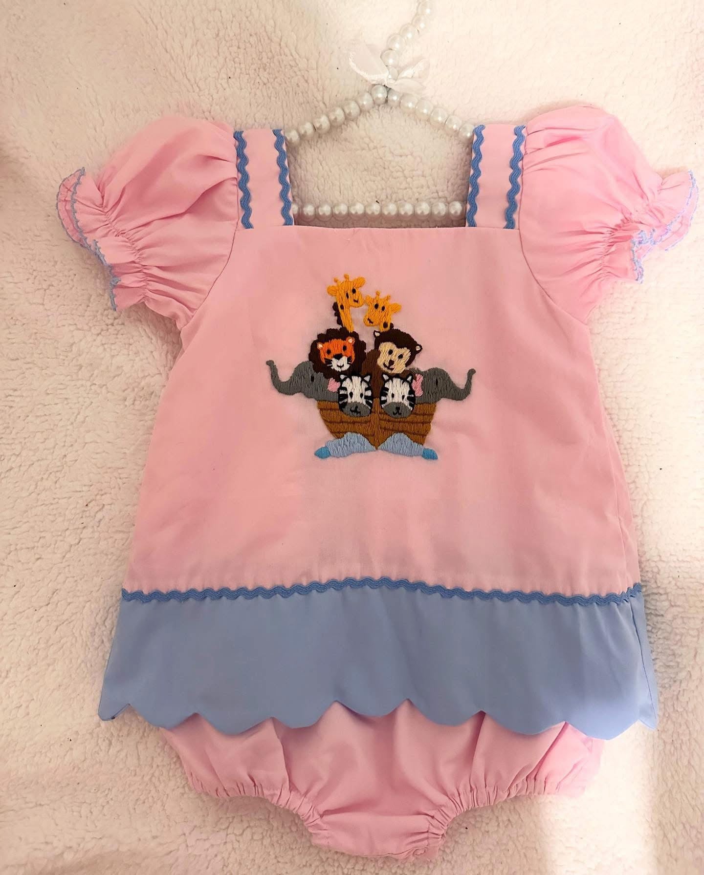 NOAH’S ARK SKIRTED BUBBLE (HAND EMBROIDERY)