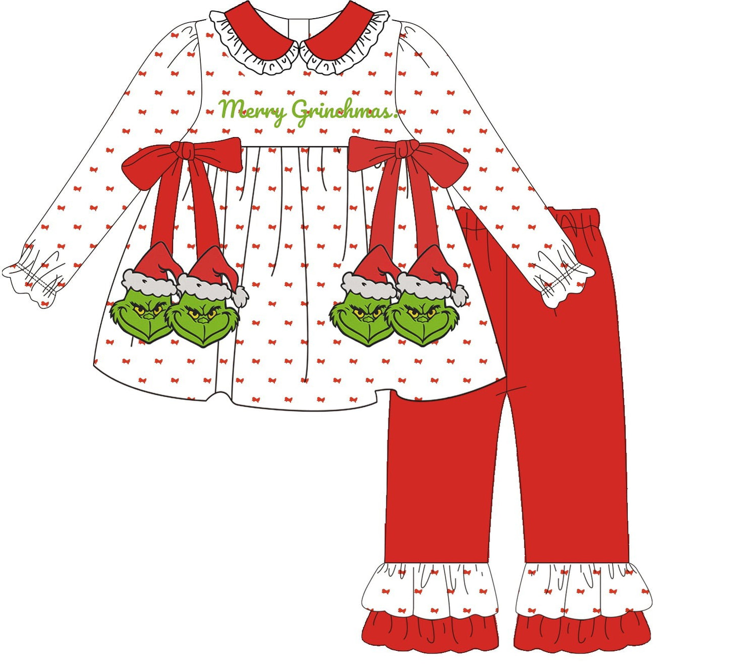 CHRISTMAS GREEN GIRL PANTS SET (Swiss)