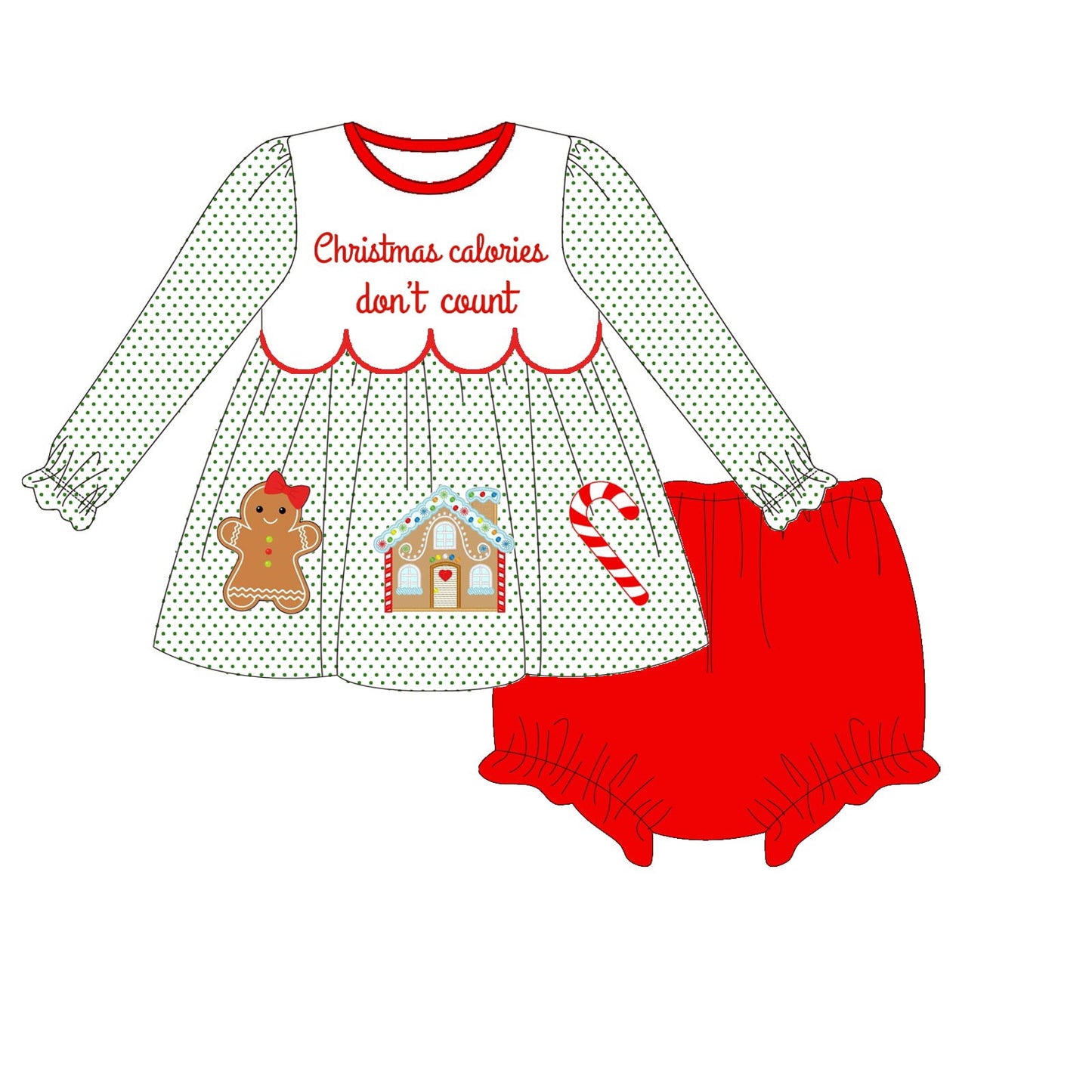 CHRISTMAS CALORIES GIRL DIAPER SET (Knit)