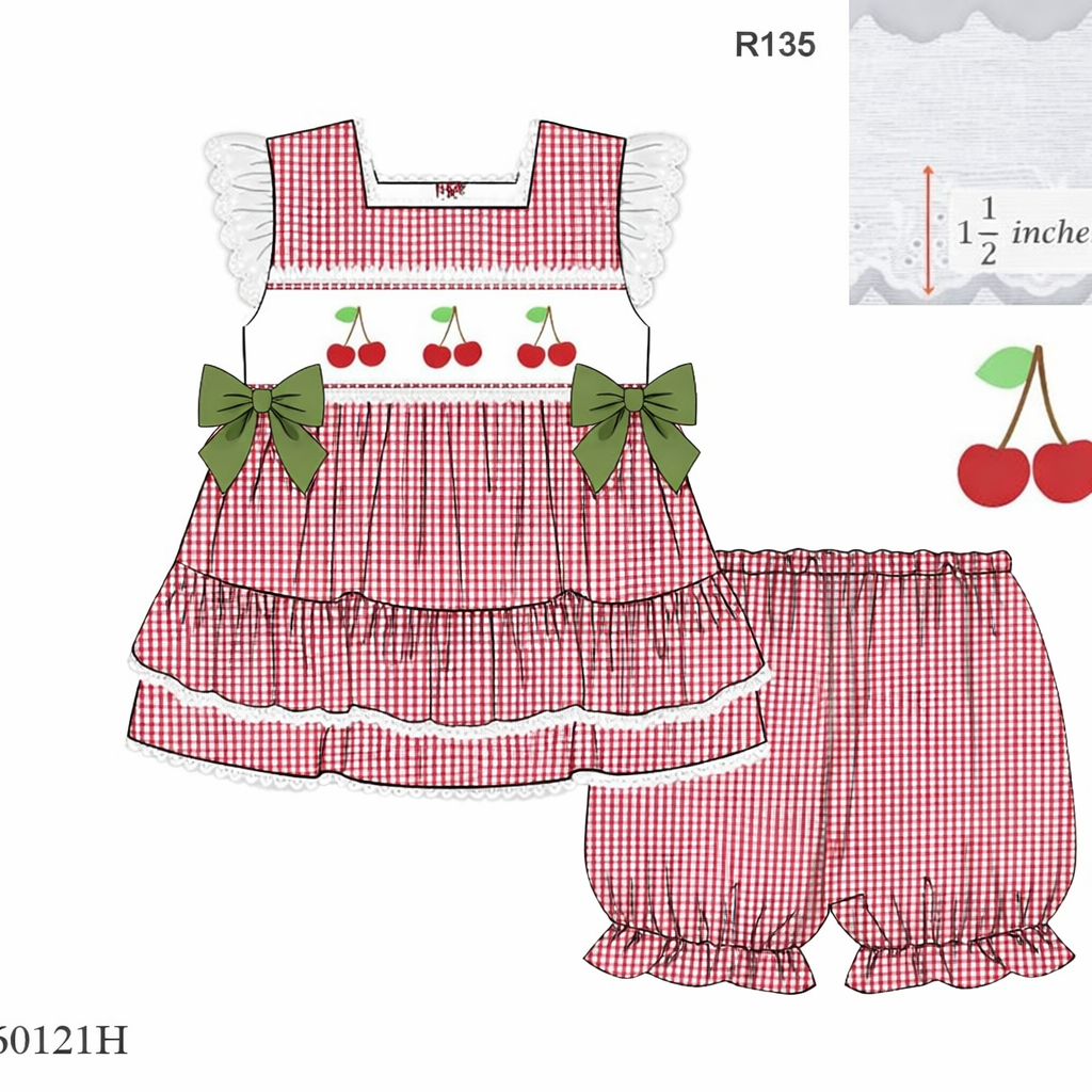 CHERRY SKIRTED BLOOMER SHORT (BONNET NOT INCLUDED)