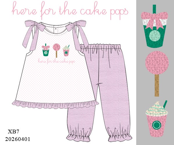 CAKE POPS PANTS SET (NOT DOUBLE LINED PANTS STILL WEARABLE) SLIDE TO 2nd pic to LOOK AT BACK