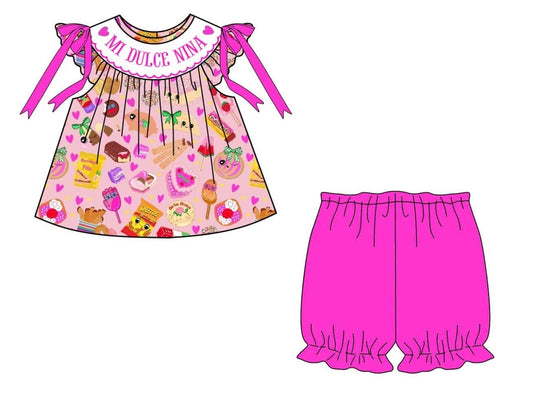 MI DULCE NIÑA BLOOMER SHORT SET