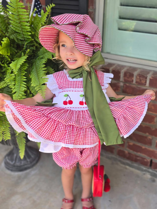 CHERRY SKIRTED BLOOMER SHORT (BONNET NOT INCLUDED)