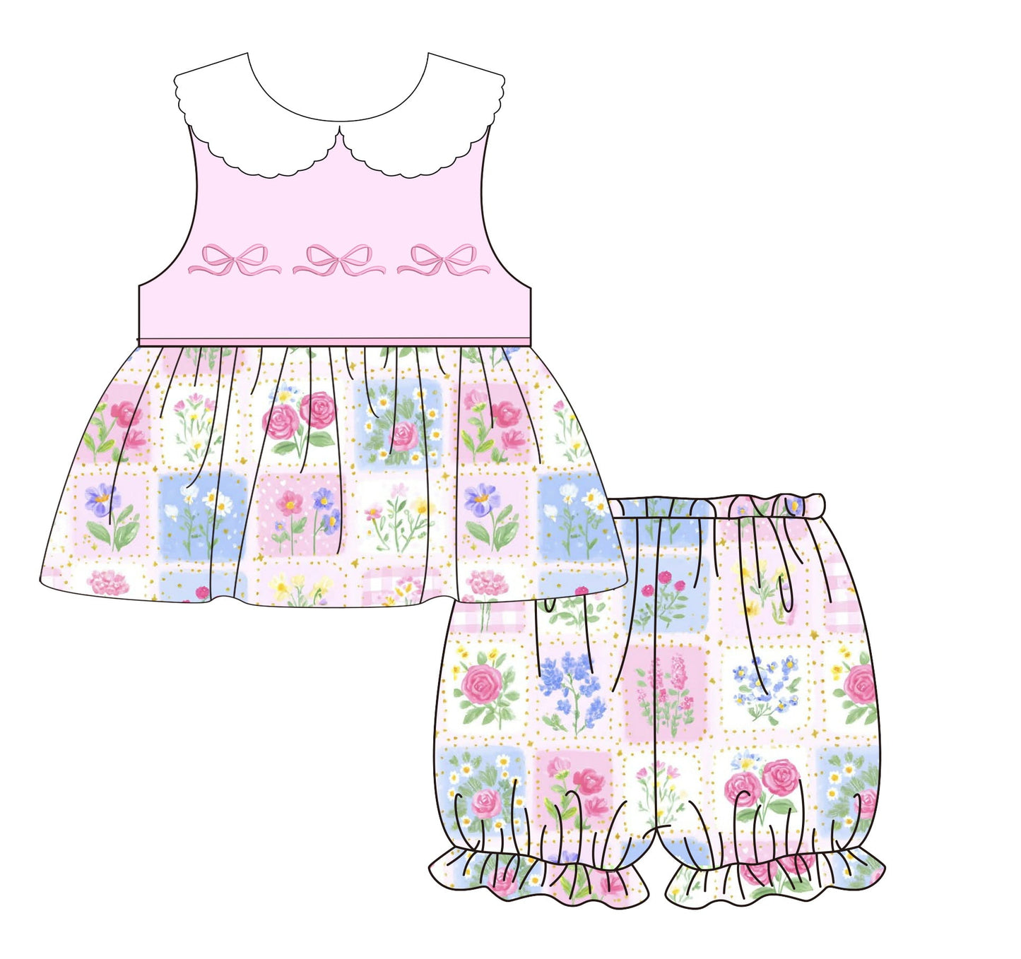GARDEN BLOOMER SHORT SET