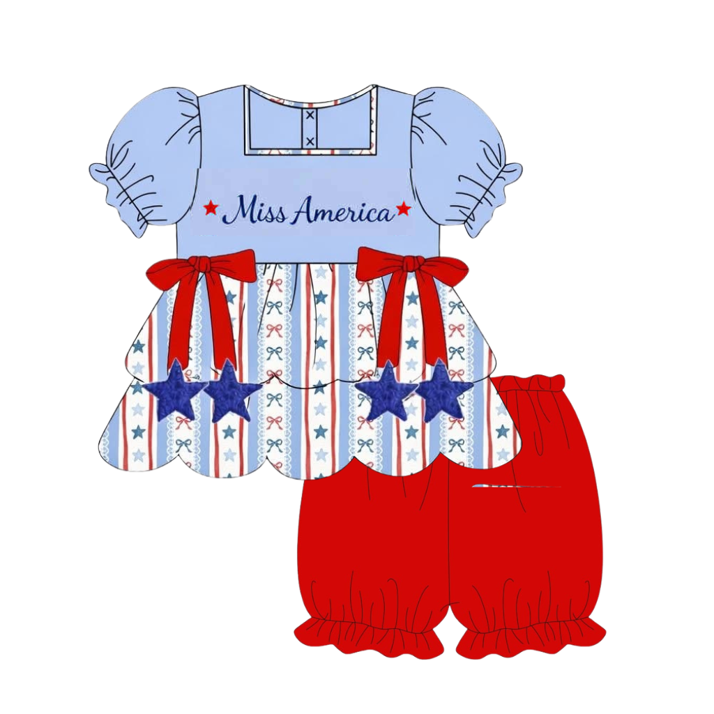 MISS AMERICA BLOOMER SHORTS SET
